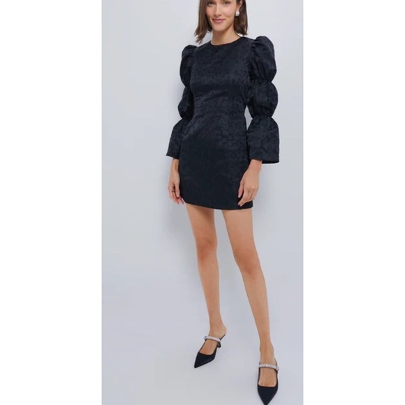 Tuckernuck Hyacinth‎ House BlackJacquard Formal Party Mini Dress Small Floral - Picture 1 of 14